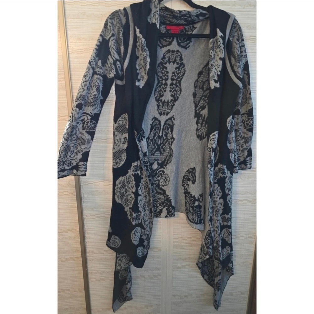 Womens Medium Open Front Cardigan Grey Black M